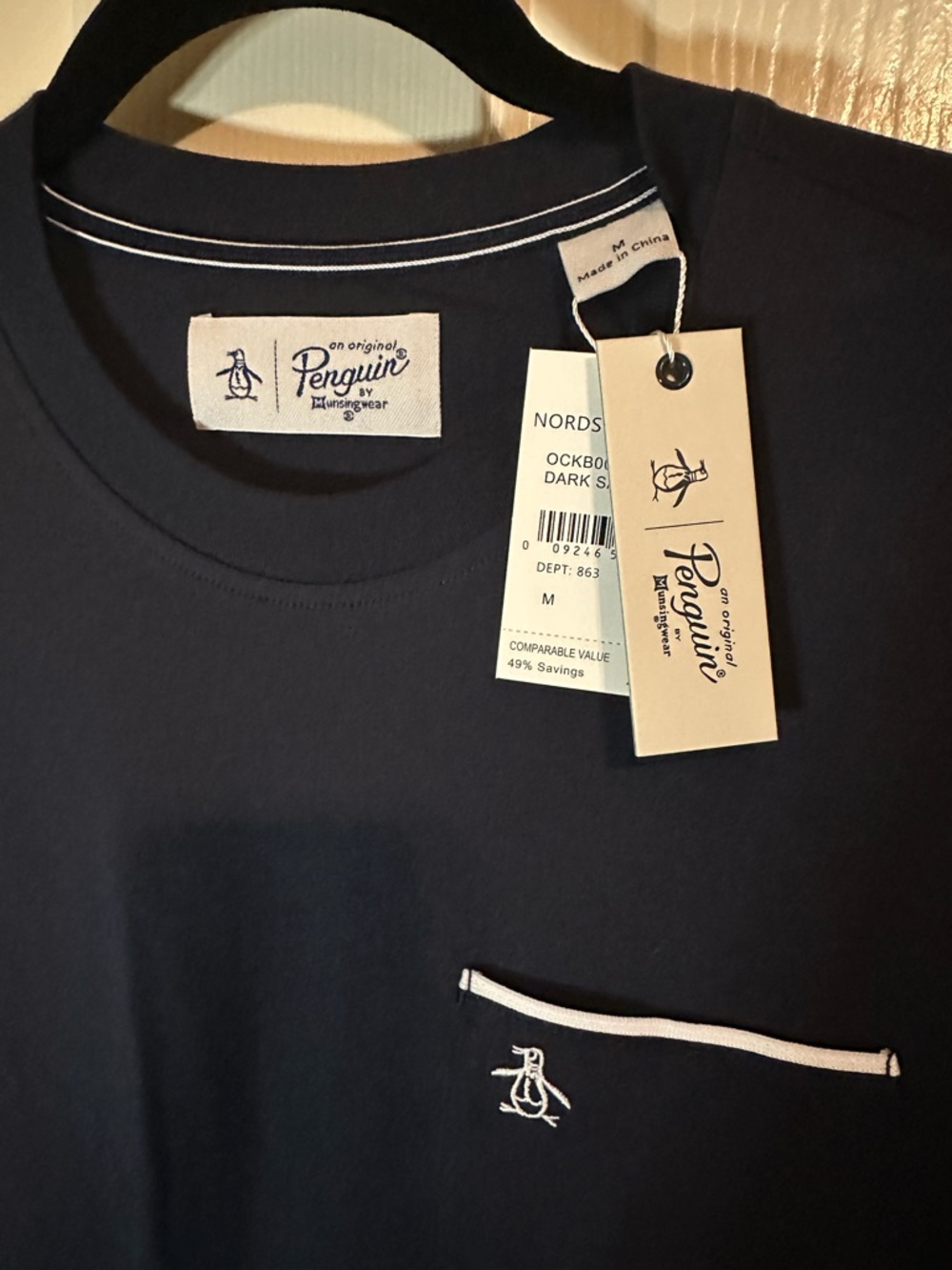 Original Penguin Dark Navy Pocket Tee with White Trim & White Tee with Blue Trim - Picture 2 of 9
